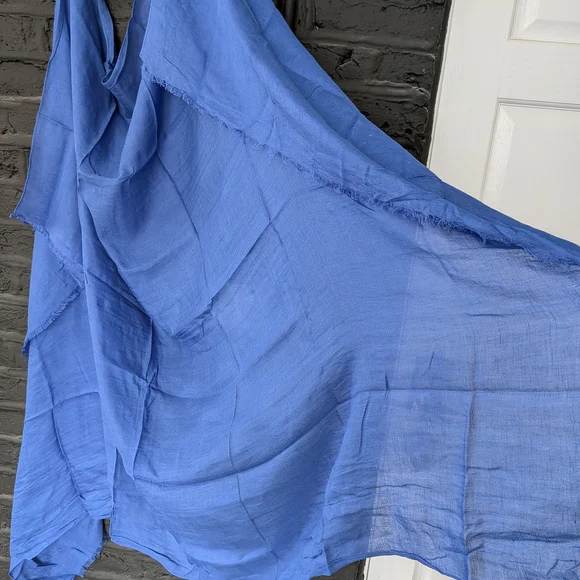 Blue Draped Cotton Cover-Up - Picture 3 of 5